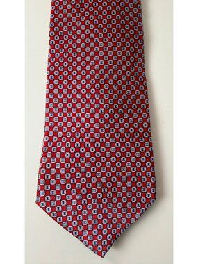 Vintage Raphael Roma Milano Red Multicolor Geometric Handmade Silk Tie